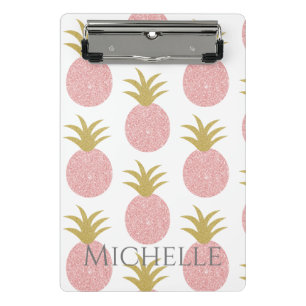 Monogramm Rosa Ananas Mini Klemmbrett