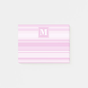 Monogramm rosa Baby-Streifen Post-it Klebezettel
