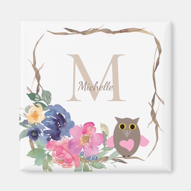 Monogramm Rosa Bläschen Magnet (Vorne)