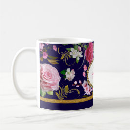 Monogramm-rosa Blumen Kaffeetasse
