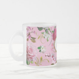Monogramm-rosa Blumen Mattglastasse