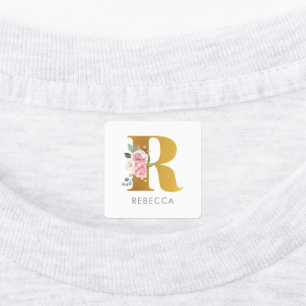Monogramm rosa Blumenbezeichnung Eisen auf Bekleid Etiketten
