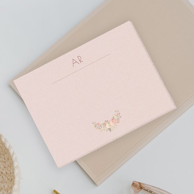 Monogramm Rosa Blütenfarbe personalisiert Post-it Klebezettel (Von Creator hochgeladen)