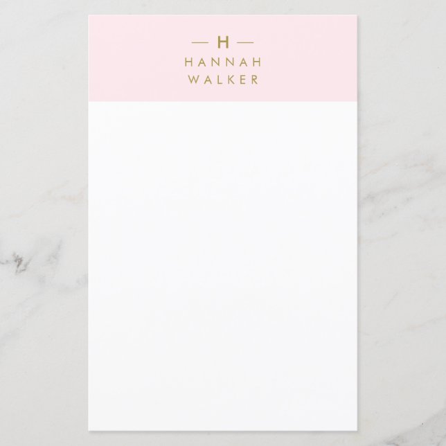Monogramm Rosa | Elegant Gold Stationary (Vorderseite)