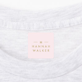 Monogramm Rosa | Elegante Chic Gold Bekleidung Etiketten