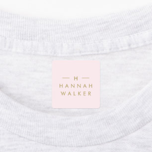 Monogramm Rosa Elegante Chic Gold Bekleidung Etiketten