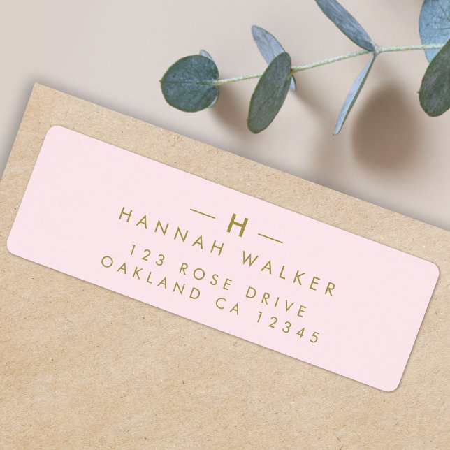 Monogramm Rosa | Elegante Gold-Rücksendeadresse (Elegant gold monogram return address label by Guava - refined, modern, and easily customizable)