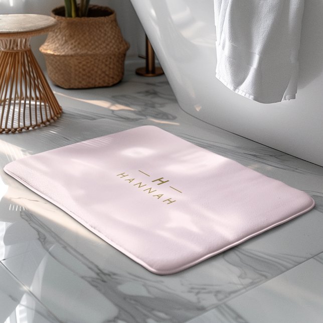 Monogramm Rosa | Elegantes Gold Minimalistisch Badematte (Von Creator hochgeladen)
