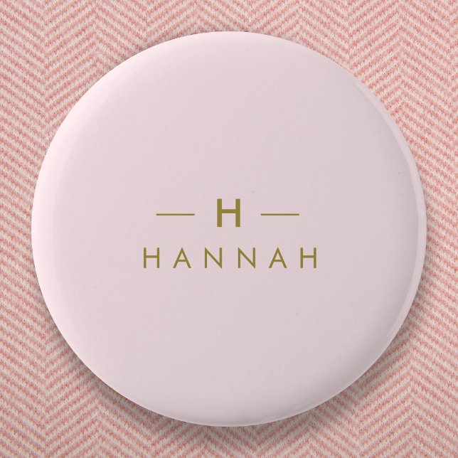 Monogramm Rosa | Elegantes Gold Minimalistisch Button (Von Creator hochgeladen)