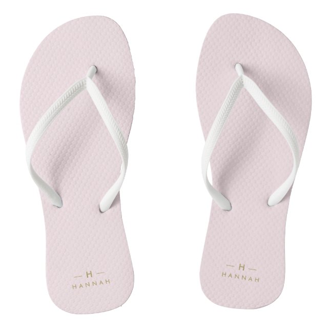 Monogramm Rosa | Elegantes Gold Minimalistisch Flip Flops (Fußbett)