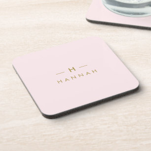 Monogramm Rosa   Elegantes Gold Minimalistisch Getränkeuntersetzer
