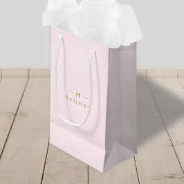 Monogramm Rosa | Elegantes Gold Minimalistisch Kleine Geschenktüte