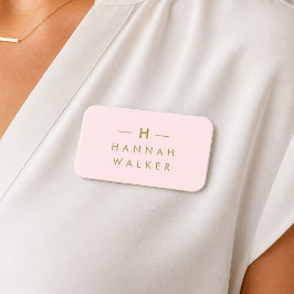 Monogramm Rosa | Elegantes Gold Minimalistisch Namensschild