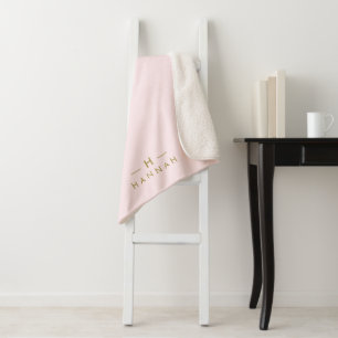 Monogramm Rosa   Elegantes Gold Minimalistisch Sherpadecke
