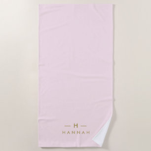 Monogramm Rosa Elegantes Gold Minimalistisch Strandtuch