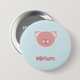 Monogramm rosa Ferkel auf blau Button