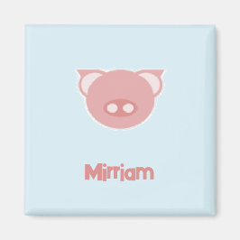 Monogramm rosa Ferkel auf blau Magnet