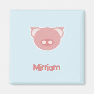 Monogramm rosa Ferkel auf blau Magnet