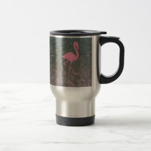 Monogramm-rosa Flamingo + Ozean-Wasser Reisebecher