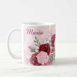 Monogramm Rosa Floral Kaffeetasse