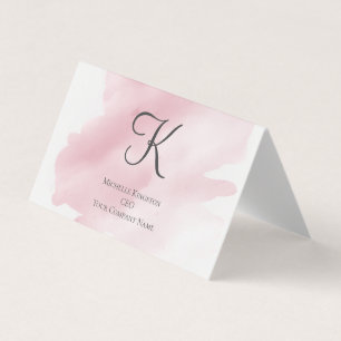 Monogramm Rosa für ihren Watercolor Wash gefaltete Visitenkarten