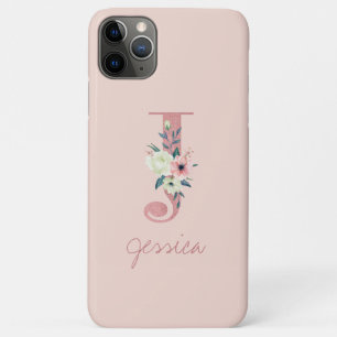 Monogramm Rosa Glitter-Blumenbuchstabe J Hellrosa Case-Mate iPhone Hülle