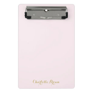 Monogramm Rosa Gold Modern Minimalistisch Mini Klemmbrett