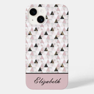 Monogramm Rosa Gold Schwarz Weiß Marmor Geometrisc Case-Mate iPhone 14 Hülle