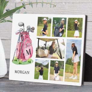 Monogramm Rosa Golf-Fotocollage Fotoplatte