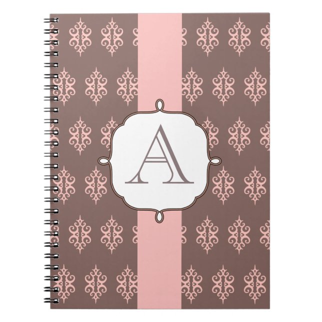 Monogramm-Rosa-Graue-Spitzen-Notizbuch-Geschenk Notizblock (Vorderseite)