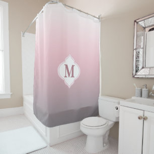 Monogramm-rosa graues Weiß Ombre Duschvorhang