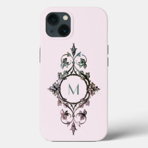 Monogramm Rosa Grün Schwung Chic Verziert Weiblich Case-Mate iPhone Hülle