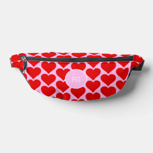 Monogramm rosa Herzmuster feminin Bauchtasche