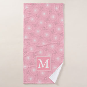 Monogramm-Rosa-Kreismuster Badehandtuch