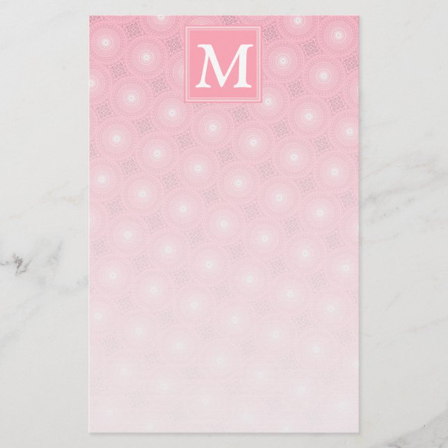 Monogramm-Rosa-Kreismuster Briefpapier (Vorderseite)