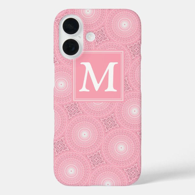 Monogramm-Rosa-Kreismuster Case-Mate iPhone Hülle (Rückseite)