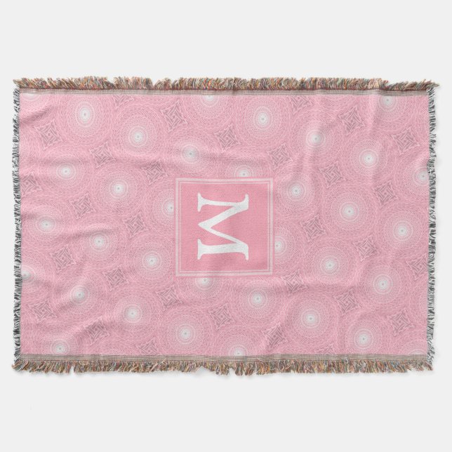 Monogramm-Rosa-Kreismuster Decke (Vorderseite)