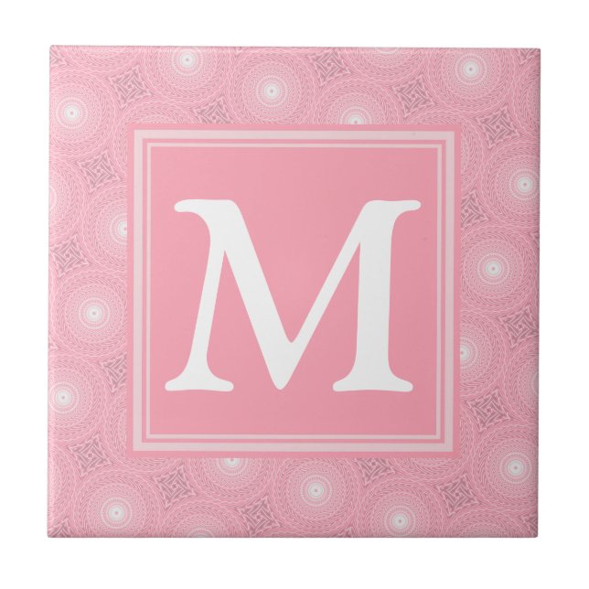 Monogramm-Rosa-Kreismuster Fliese (Vorderseite)