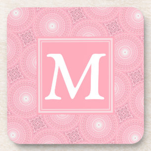 Monogramm-Rosa-Kreismuster Getränkeuntersetzer