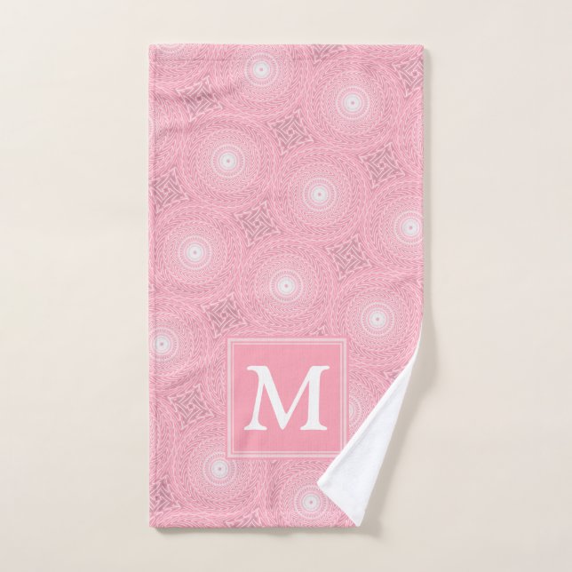 Monogramm-Rosa-Kreismuster Handtuch (Handtuch)