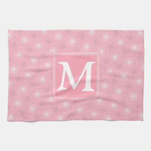 Monogramm-Rosa-Kreismuster Handtuch