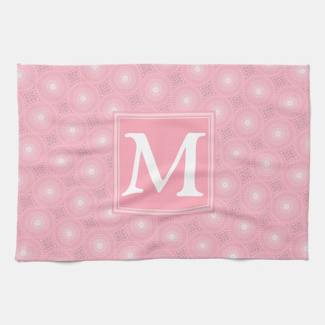 Monogramm-Rosa-Kreismuster Handtuch (Horizontal)