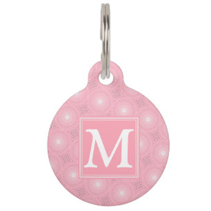 Monogramm-Rosa-Kreismuster Haustiermarke