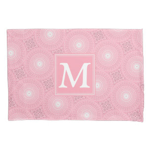 Monogramm-Rosa-Kreismuster Kissenbezug
