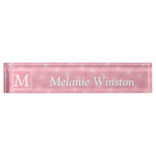 Monogramm-Rosa-Kreismuster Namensplakette