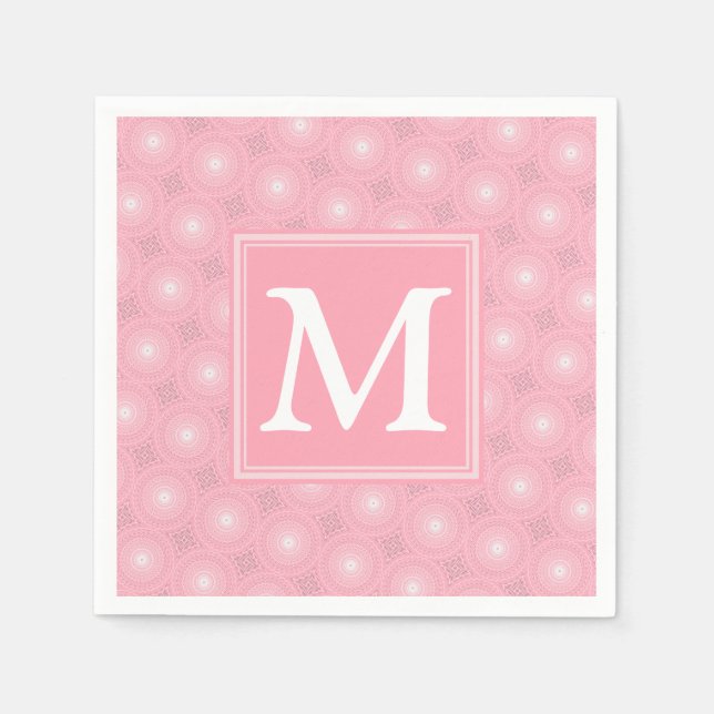 Monogramm-Rosa-Kreismuster Serviette (Vorderseite)