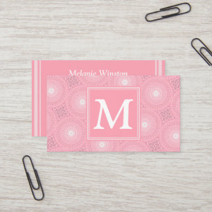 Monogramm-Rosa-Kreismuster Visitenkarte