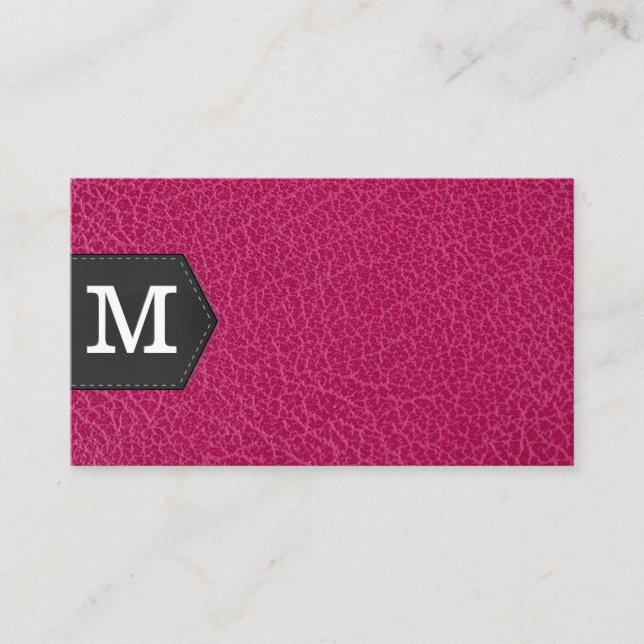 Monogramm | Rosa Leder und Patch Visitenkarte (Vorderseite)