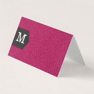 Monogramm Rosa Leder und Patch Visitenkarten