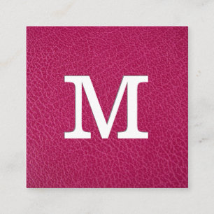 Monogramm   Rosa Ledertextur Quadratische Visitenkarte